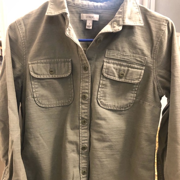 J. Crew Military Style Olive Button Down - Picture 2 of 4